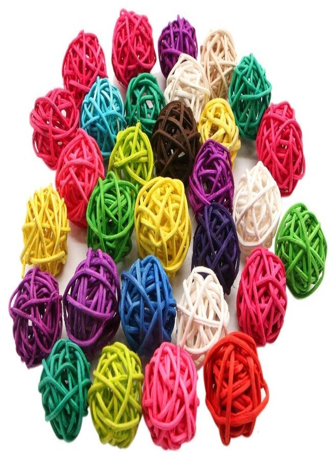 LIUSM 20 Pcs Colorful Handmade Wicker Rattan Balls Decorative, Pet Bird Chew Toy Party Wedding Table Decoration Decorative Crafts Hanging DIY Accessories - Image 1